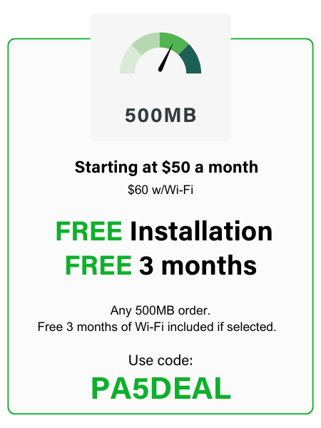 All 500MB Orders - Free Installation, Free 3-months / Use Code: PA5DEAL